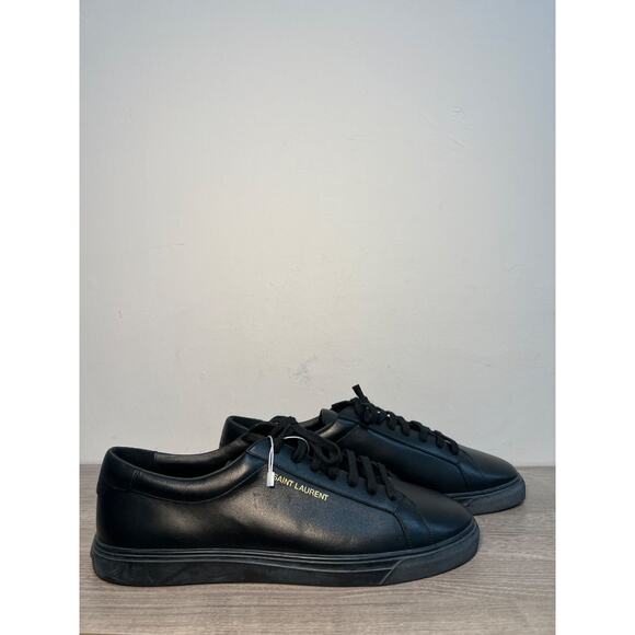 Saint Laurent Andy Leather Low-Top Court Sneakers  Black Men\'s Size 44 / 10.5 main image 4